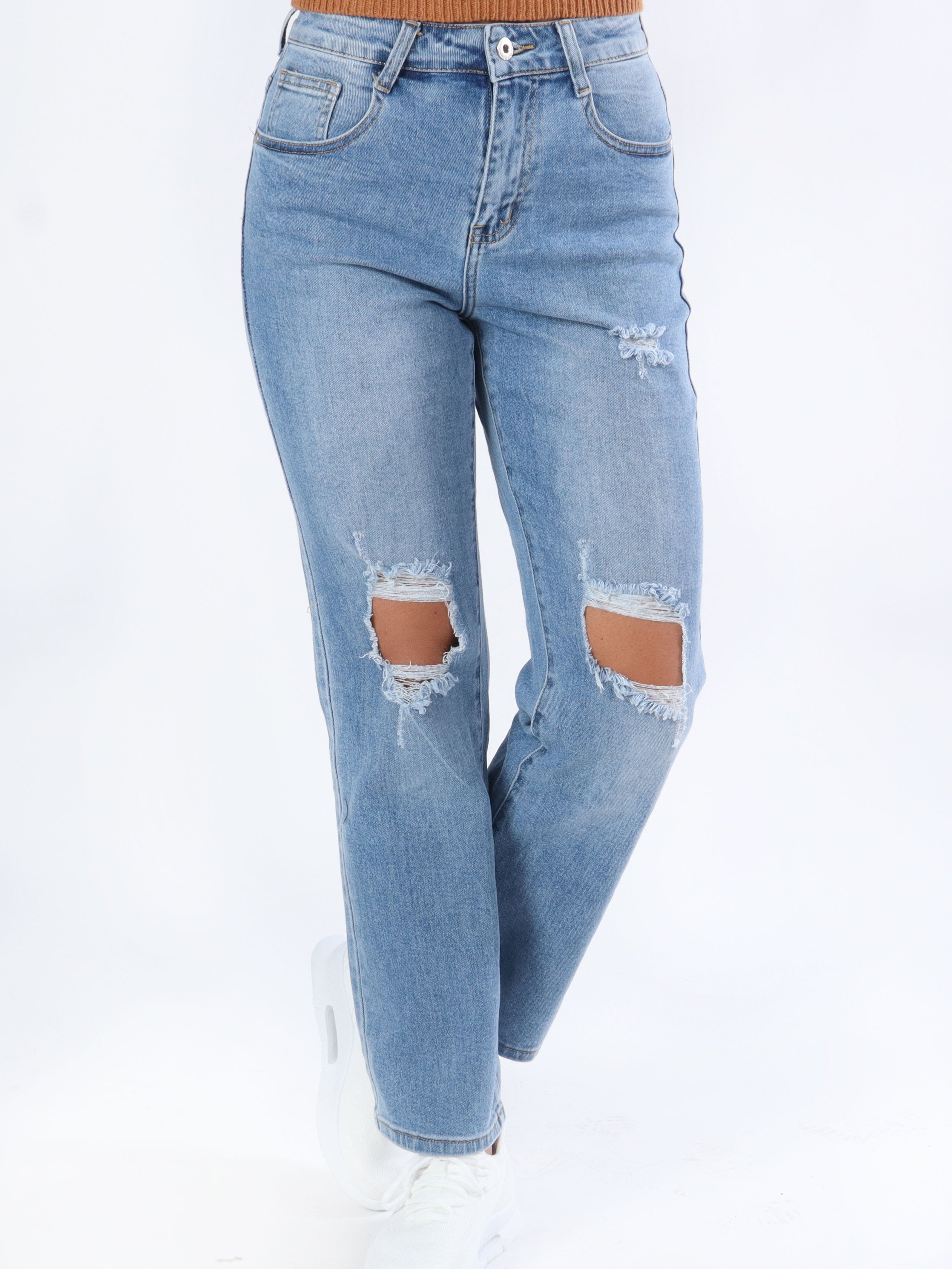 Clair - Fede ripped jeans med lige ben